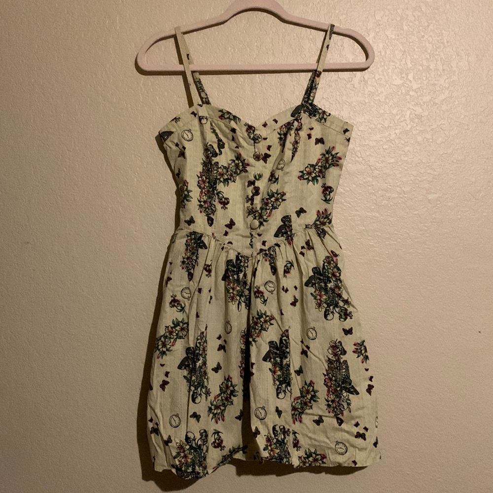 Hell Bunny Skull and Flower Fit & Flare Dress (M)